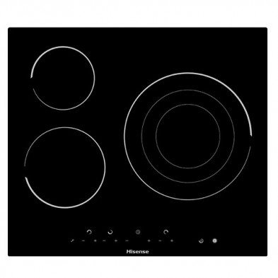 Vitrocerámica 3 Zonas 60cm Hisense E6322C 1 Zona 29cm Negro