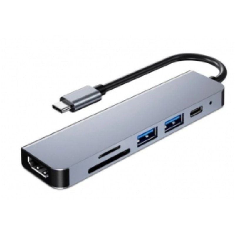 Docking USB Tipo-C 3GO HUB3UCRH4K 3xUSB 1xUSB Tipo-C 1xHDMI 1xLector tarjetas Gris