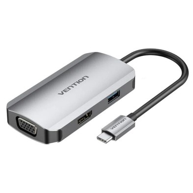 Docking USB Tipo-C Vention TOAHB 1xHDMI 1xVGA 1xUSB 1xUSB Tipo-C PD Gris