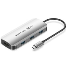 Docking USB Tipo-C Vention TQDHB 1xHDMI 4K 3xUSB 1xUSB Tipo-C PD Gris