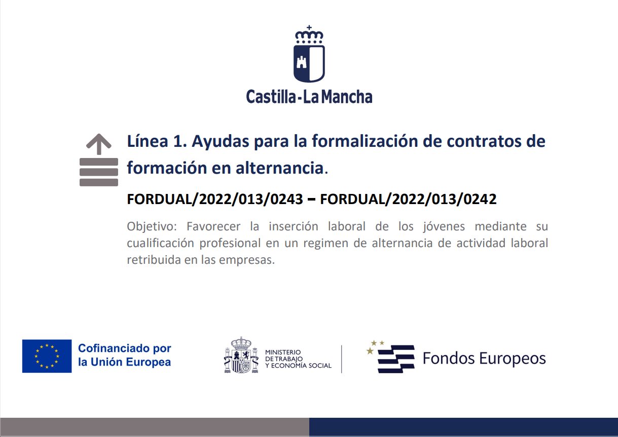 Ayudas para la formalización de contratos de
    formación en alternancia Castilla La Mancha.